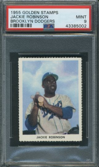 1955 Golden Stamps Brooklyn Dodgers Jackie Robinson Psa 9