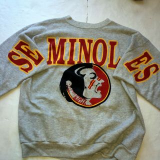 Vintage Fsu Florida State Seminoles Spellout Sweatshirt Sz 2xl Gray Made In Usa