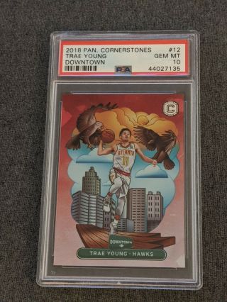 Psa 10 Trae Young 2018 Panini Cornerstones Downtown Case Hit Ssp Rookie Rc - 7135