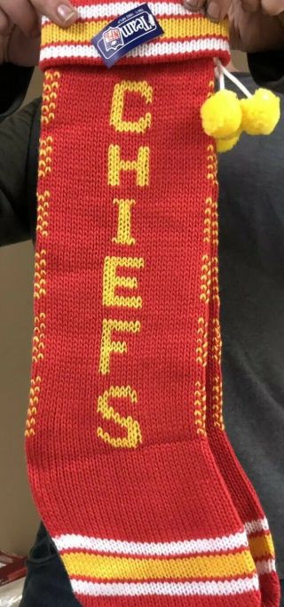 Kansas City Chiefs Knit Christmas Stocking With Tags.  Old Stock
