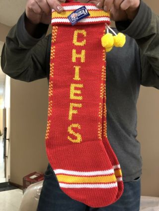 Kansas City Chiefs Knit Christmas Stocking With Tags.  Old Stock 2