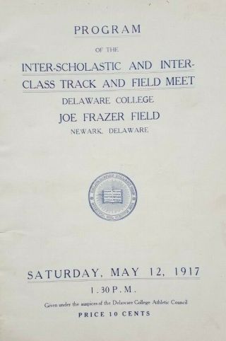 1917 University Of Delaware High School Track And Field Meet Program Newark