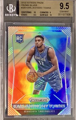 Karl - Anthony Towns 2015 - 16 Panini Prizm Silver Rookie Timberwolves Rc Bgs 9.  5