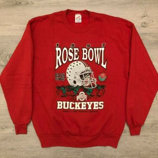 Vintage 1997 Rose Bowl Ohio State Buckeyes Red Pullover Sweater Size Xl Usa Made