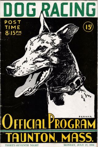 1936 Taunton Dog Track Greyhound Program