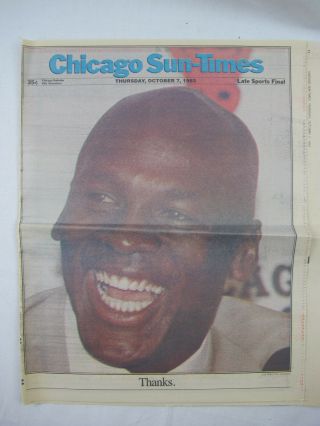 Michael Jordan Retirement Chicago Sun Times Newspaper Oct 93 1993 Bulls Nba Ball