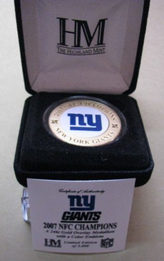 Highland Le 24kt Gold Overlay Color Coin 2007 Nfc Champions York Giants