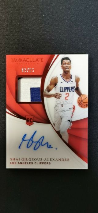 2018 - 19 Panini Immaculate Rookie Patch Auto Rc Rpa Shai - Gilgeous Alexander 03/25