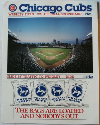 4/9 1991 Opening Day Chicago Cubs Vs St.  Louis Cardinals Scorecard Sandberg