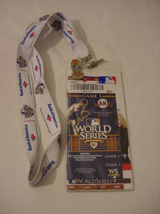 2010 World Series Game 1 Ticket / Lanyard / Button Pinback