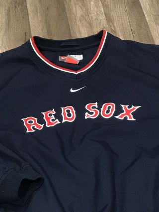 Nike Team Mlb Boston Red Sox V - Neck Pullover Windbreaker Jacket Sz L Euc Mookie
