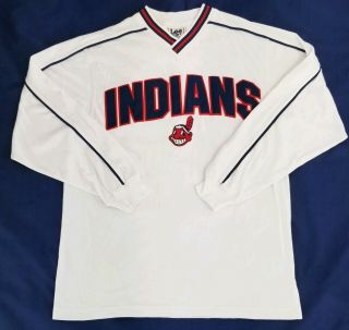 Vintage Cleveland Indians T - Shirt Long Sleeve Embroidered Chief Wahoo Sz Medium