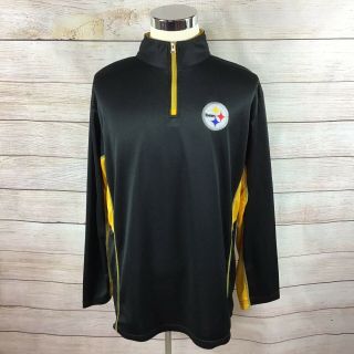 Nfl Team Apparel Mens Xl Pittsburgh Steeler 1/4 Zip Long Sleeve Pullover Jacket