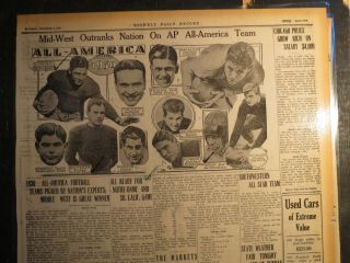Football Notre Dame Newspaper 1930 All American Football Team Carideo Nd Qb