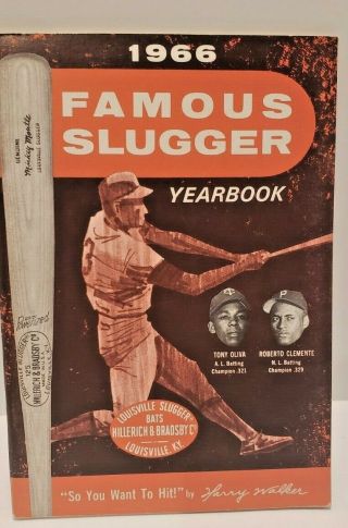 1966 Famous Slugger Yearbook Tony Oliva & Roberto Clemente On Cover