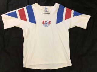Vtg 90’s Adidas World Cup Team Usa T Shirt Distressed Size Mens Small Made Usa