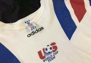 VTG 90’s Adidas World Cup Team USA T Shirt Distressed Size Mens Small Made USA 2