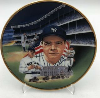 1988 Babe Ruth Yankees Sports Impressions Porcelain Mini Plate 4 " & Stand