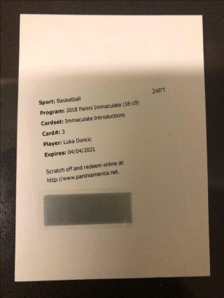2018 - 19 Panini Immaculate Introductions Autograph Rookie Auto Luka Doncic Rc /99