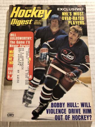 1976 Hockey Digest Chicago Black Hawks Bobby Hull Winnipeg Jets Golden Jet