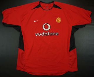 Rare Vintage Nike Manchester United Vodafone Soccer Football Jersey 90s Red 2xl