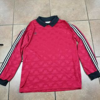 Vintage Adidas Soccer Jersey Long Sleeve Practice Made In Usa Red Sz L 3 Stripe