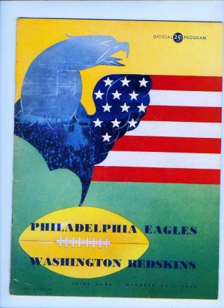 1949 Philadelphia Eagles - Washington Redskins Football Program