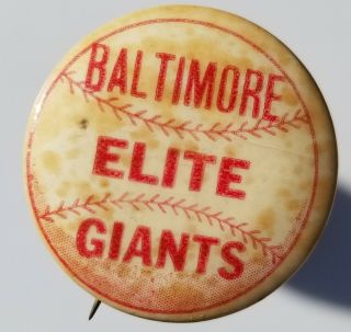 1930s Baltimore Elite Giants Negro League Baseball Pin Pinback Button 1.  25 " Gd