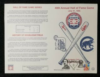 1995 Scorecard Cooperstown Hof Game Sosa Chicago Cubs Tigers Doubleday Field