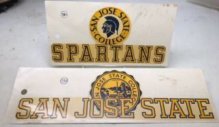 Two Ca.  1950 San Jose State College Spartans Water Transfer Decals Football,  Etc.
