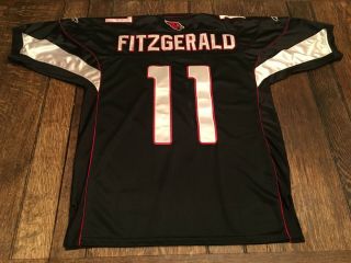 Larry Fitzgerald Arizona Cardinals Mens Size 50 Reebok Black Jersey Sewn Wow Nfl