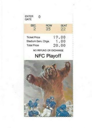 1986 Chicago Bears Vs York Giants Div Playoff Ticket Stub Soldier Field