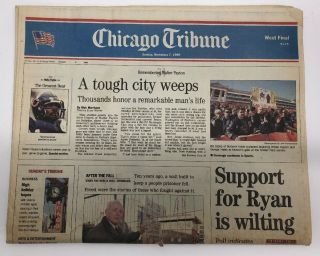 Nov 7,  1999 Chicago Tribune Walter Payton Newspaper " The Greatest Bear "