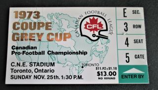 1973 Cfl Football Grey Cup Ticket Stub - Edmonton Eskimos Vs Ottawa Rough Riders