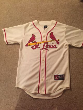 St.  Louis Cardinals Mlb Majestic Button Up Baseball Jersey Ivory Adult Small