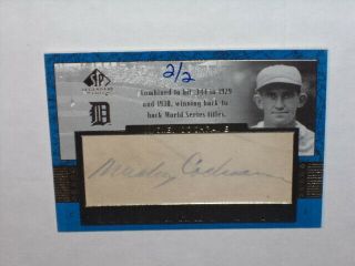 2003 Upper Deck Sp Legendary Cuts Mickey Cochrane Autograph 2/2 Baseball Card