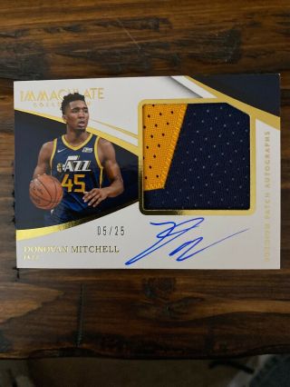 Donovan Mitchell 2018 - 19 Panini Immaculate Premium Patch Auto Rc Rpa 5/25 