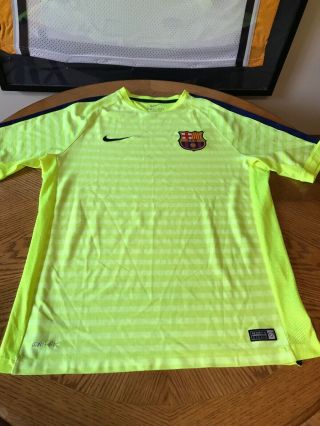 Authentic Fc Barcelona Training Jersey Large Nike Dri - Fit Spain Neon Soccer