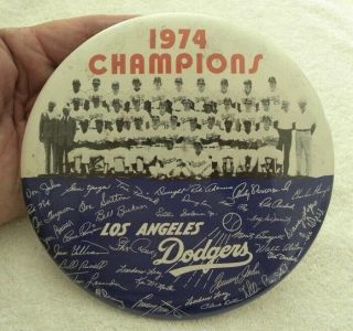 1974 Los Angeles Dodgers World Series Baseball Champions Large Pin,  Button,  Badge