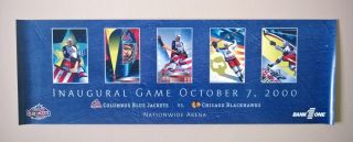 2000 - 01 Columbus Blue Jackets Hockey Inaugural Game Art Poster Illustrations Nhl