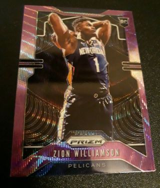 2019 - 20 Zion Williamson Prizm Purple Wave Rookie Refractor Duke Pelicans