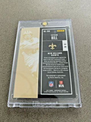 2017 Taysom Hill Rookie RC Auto Contenders Playoff Ticket /99 Saints 2