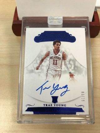 2018 19 Panini Flawless Trae Young Sapphire Rc Rookie Auto 3/15 Bin Steal Invest