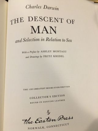Easton Press: Charles Darwin: Evolution: Descent of Man: Sex: Monkeys 2