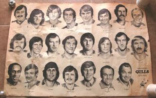 Vintage San Diego Gulls Hockey Club Team Poster 1973 - 74 /