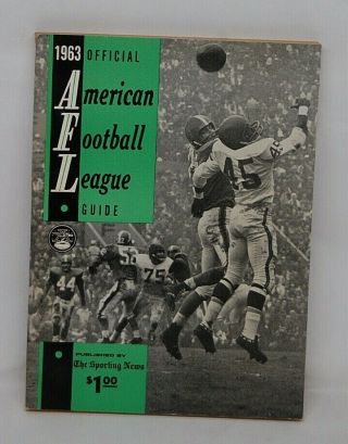 Official American Football League Guide Afl 1963 Paperback Sporting News