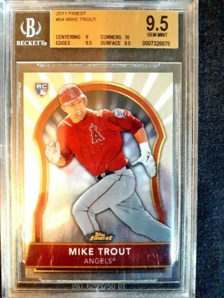 Bgs 9.  5 Mike Trout 2011 Topps Finest Rookie Rc 94 Gem Angels