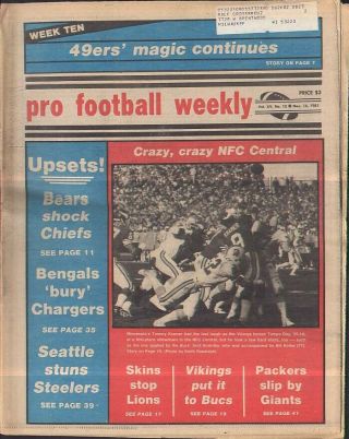 Pro Football Weekly Nov 16 1981 Tommy Kramer Minnesota Vikings Vol 15 No 15