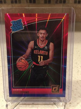 2018 - 19 Donruss Trae Young Rated Rookie Holo Red Blue Laser 3/15 Rare