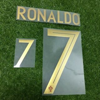 2018 Portugal 7 Ronaldo Nameset Printing Gold Ronaldo Flocking Iron Patch